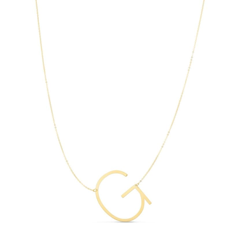 Collar Inicial «G», Oro Amarillo 14K