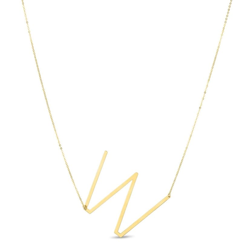 Initial “W” Pendant Necklace, 14K Yellow Gold
