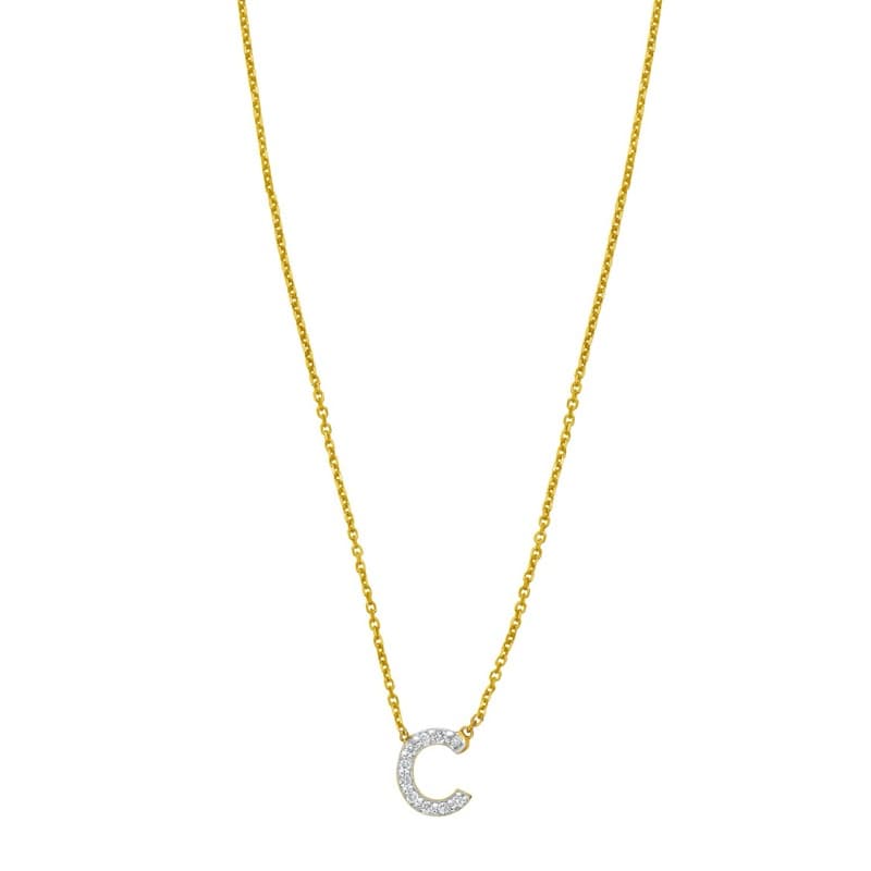 Initial Pendant Necklace, 14K Yellow Gold