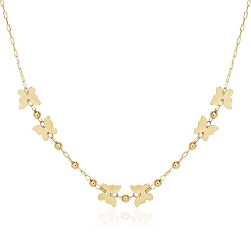 Butterfly Pendant Necklace, 14K Yellow Gold