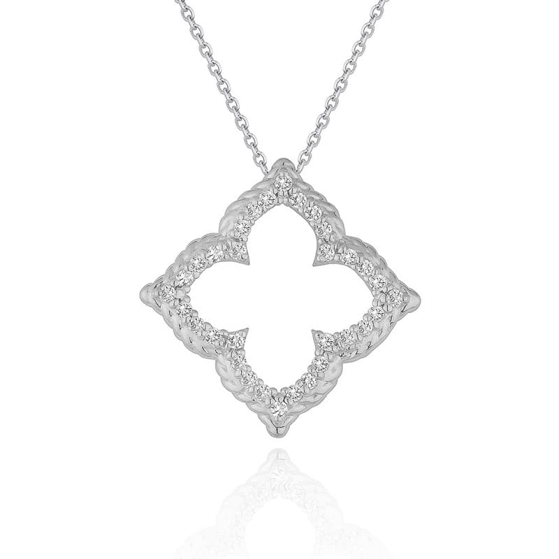 Collar Diamante, Oro Blanco 14K