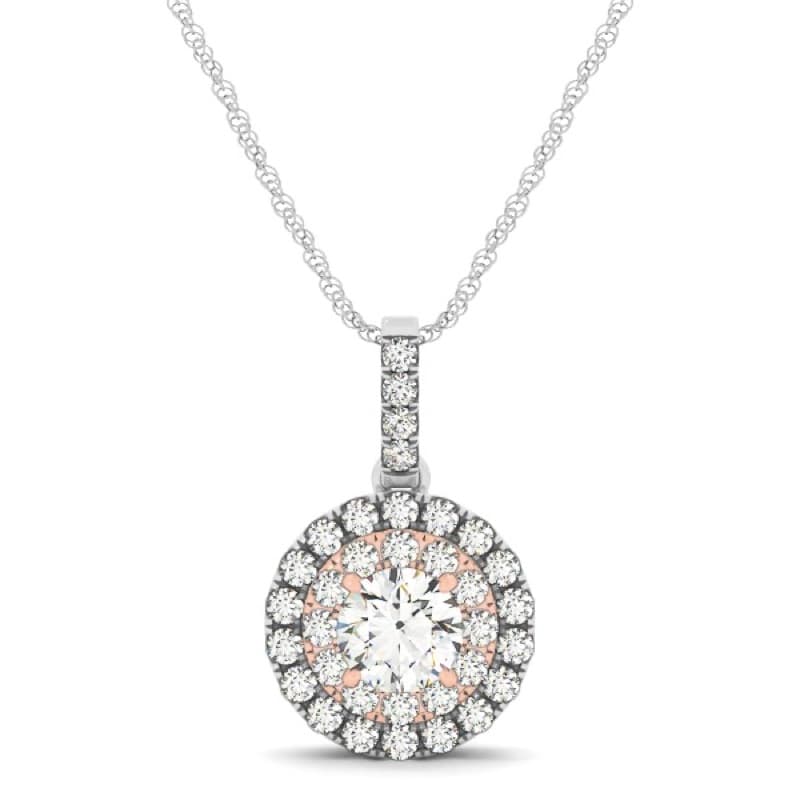 Diamond Pendant Necklace, 14K White & Rose Gold