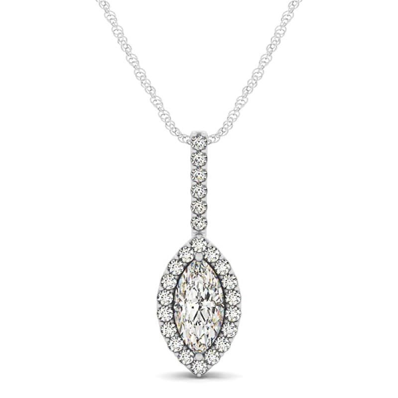 Diamond Pendant Necklace, 14K White Gold