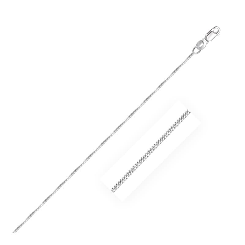 Curb Chain 1.00 mm, 10K White Gold