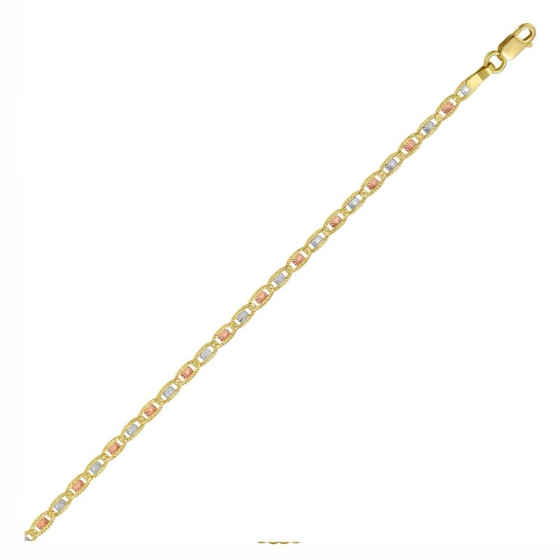 Cadena Valentino 2.50 mm, Oro Tricolor 14K