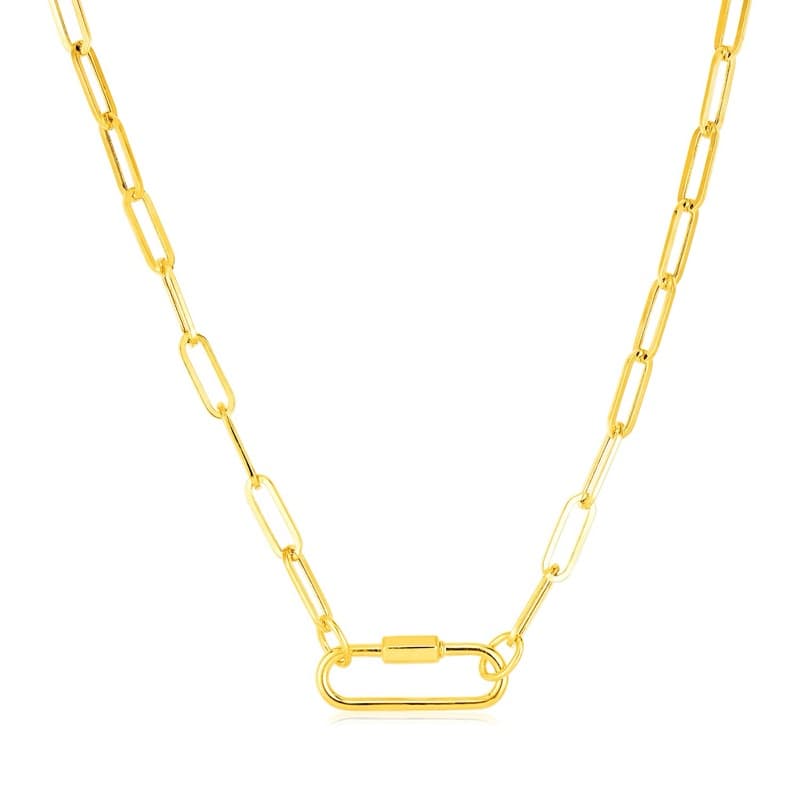 Carabiner Paperclip Chain, 14K Yellow Gold
