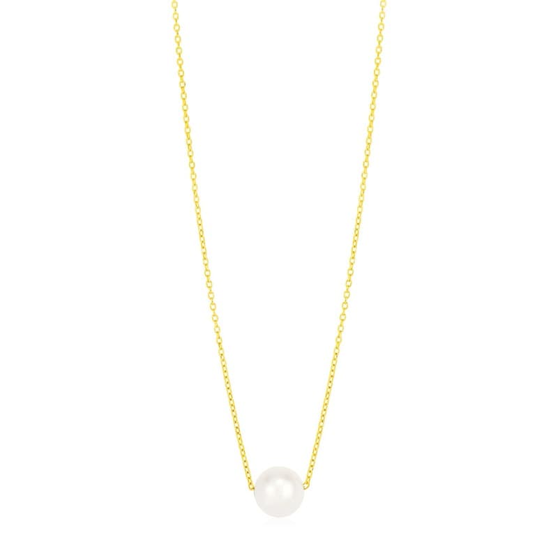 Pearl Necklace 7 mm, 14K Yellow Gold