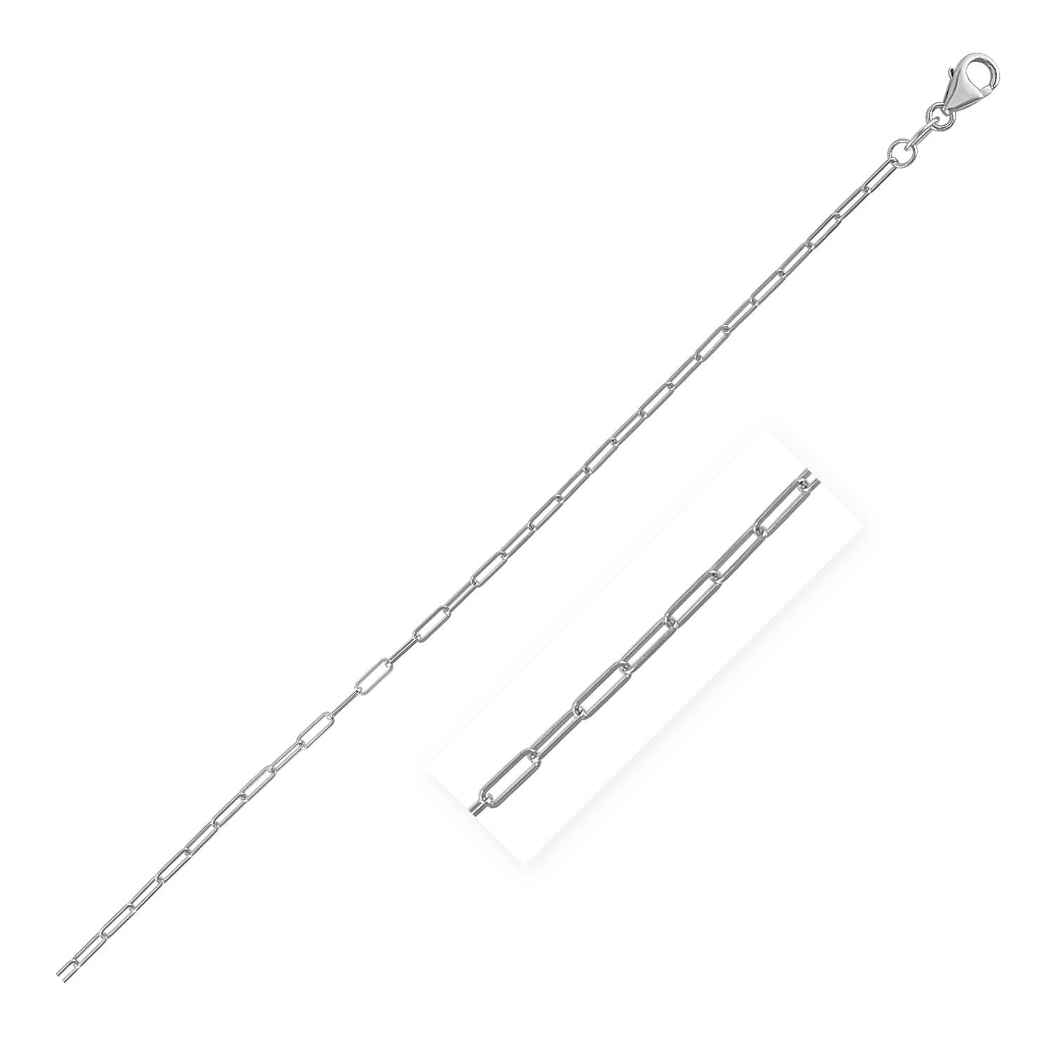 Fine Paperclip Chain 1.50 mm, 18K White Gold