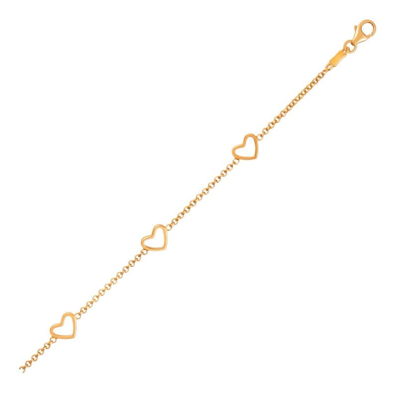 Pulsera Corazón, Oro Amarillo 14K