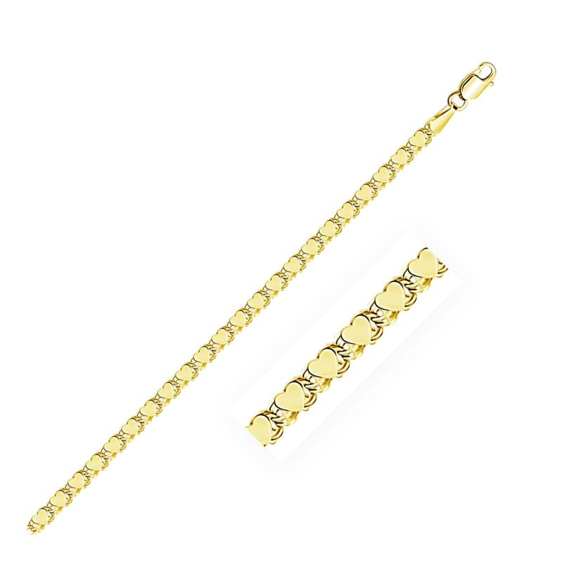 Heart Bracelet, 14K Yellow Gold