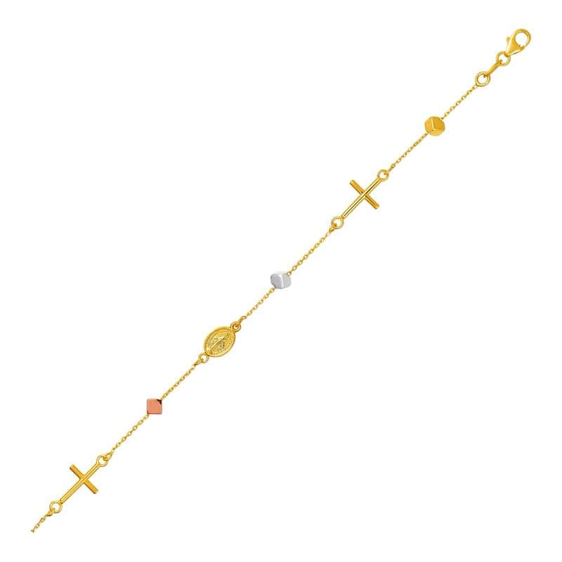 Religious Bracelet, 14K Tri-Color Gold