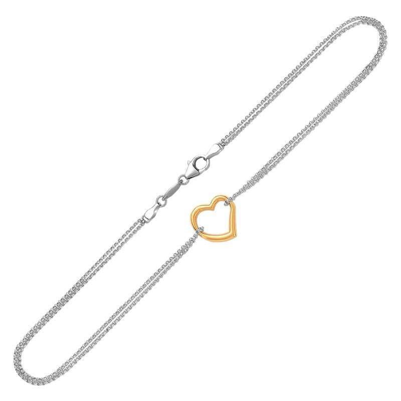 Charm Anklet, Sterling Silver & 14K Gold