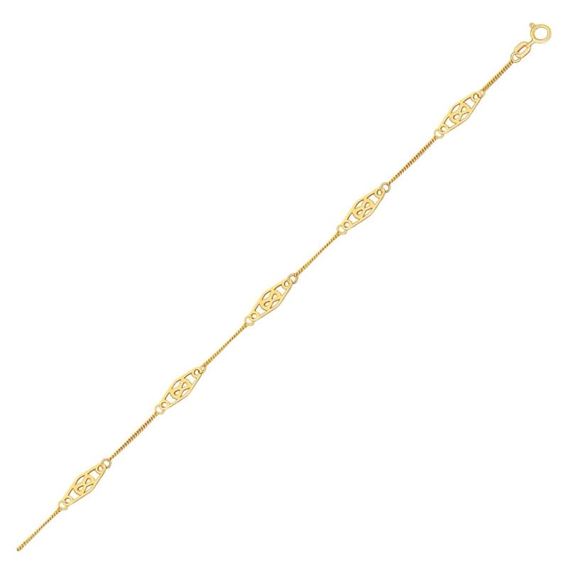 Fancy Anklet, 14K Yellow Gold